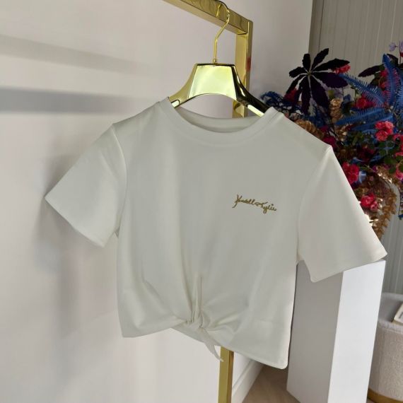 KENDALL + KYLIE KNOT TIE TSHIRT KKW3704003 WHITE