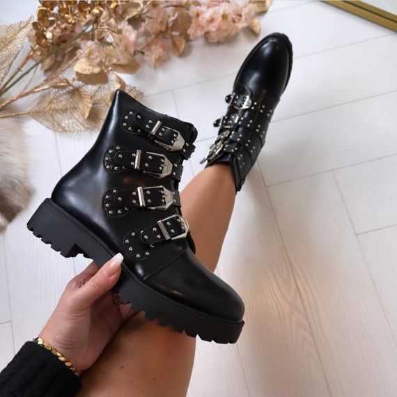 FOUR GESPY STUDS BOOT A-676 BLACK *WEB ONLY*