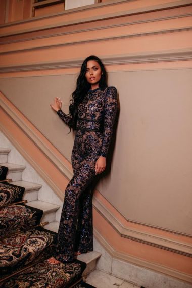 UNIQUE THE LABEL AVERY LACE JUMPSUIT DARK NAVY *WEB ONLY*