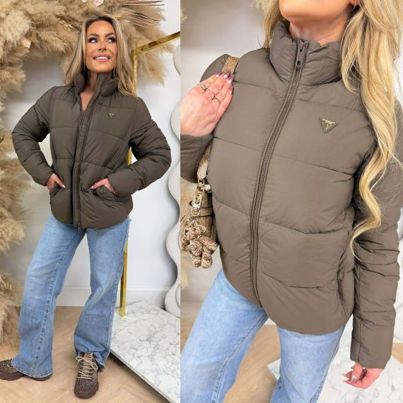 GUESS NEW CLAUDIA LIGHT PUFFER JACKET V4YL03WFUD0 G1EL BROWN