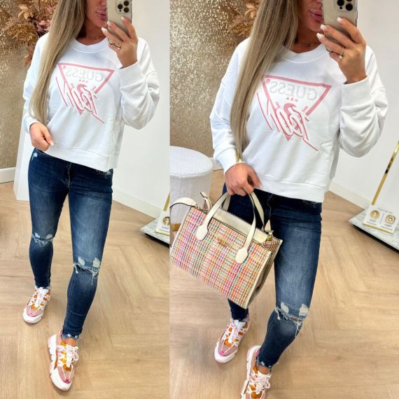 GUESS OVERSIZED SWEATER ICON W3GQ03 KB683 G011 WHITE