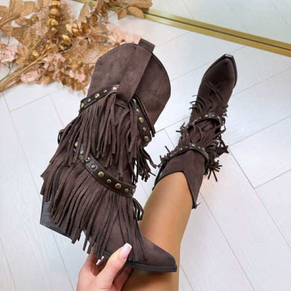 WESTERN FRINGE BOOT Y2372 BROWN