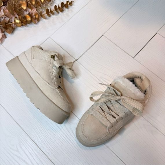 **LAATSTE MAAT 37** FAKE FUR SNEAKER BEIGE