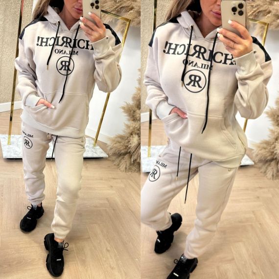 RICH COUTURE HOODIE 10169 BEIGE