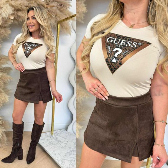 GUESS SS LEO TRIANGLE T-SHIRT W5BI28J1314 A115 BEIGE