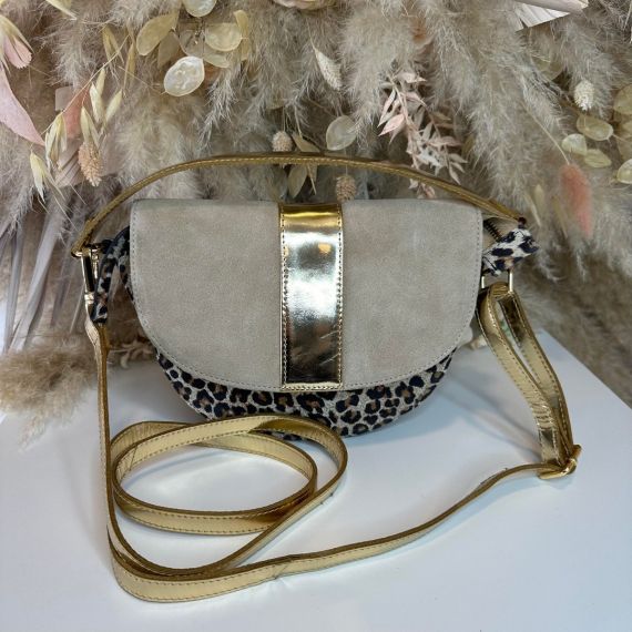DWRS MONTREAL LEOPARD BAG T23002-08 TAUPE/CHAMPAGNE