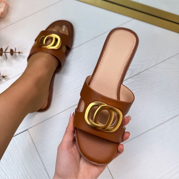 *SALE* CIRCLE SLIPPER G-472 CAMEL