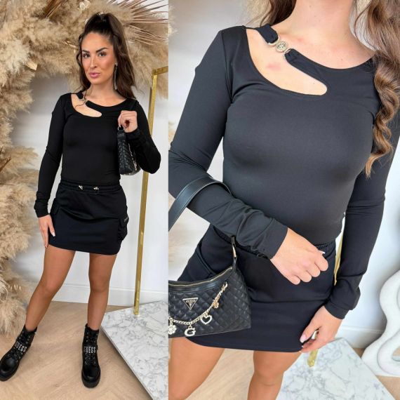 GUESS ELEANOR BUCKLE LONGSLEEVE W5BP18KC7M2 BLACK