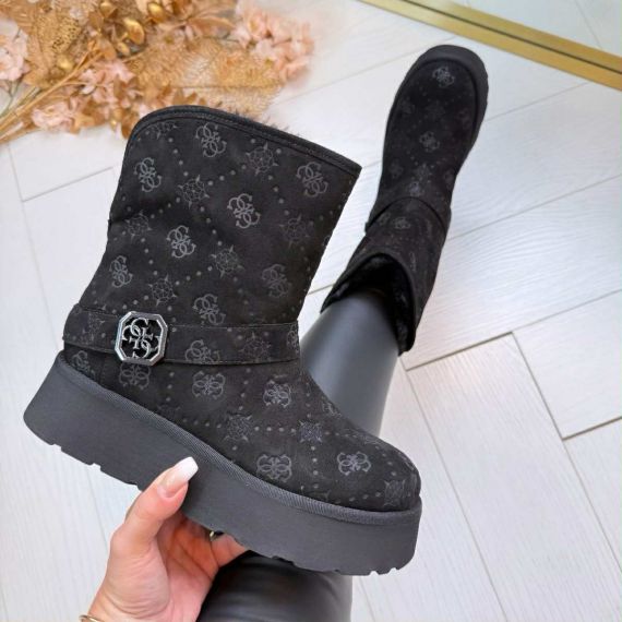 GUESS SUEDINE FAKE FUR BOOT FLFDOLESU10 BLACK