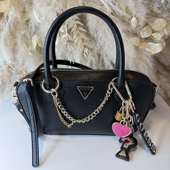 GUESS DAVINA SMALL SATCHEL BAG BG989905 BLACK