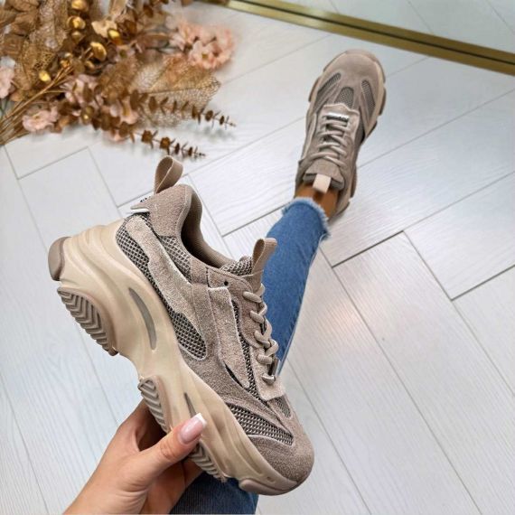 STEVE MADDEN POSSESSION-E SNEAKER 4652 TAUPE/GRY SUE
