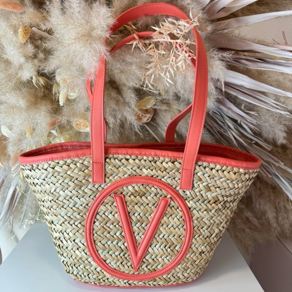 VALENTINO BAGS SAMUELA SHOPPING BAG VBG90O02 NATUR/CORAL
