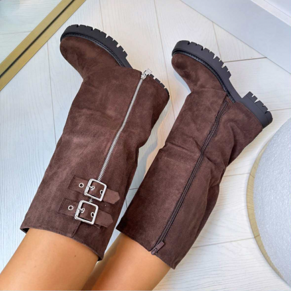 ZIP LAARS MET DUBBELE GESP DES8025 **BROWN/SUE**