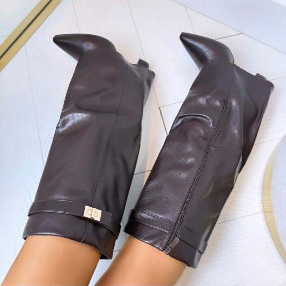 VONNY LEATHER LOOK HAK LAARS CC261-2 BROWN