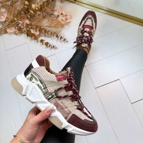 DWRS LOS ANGELES SNEAKER B9101-136 BORDEAUX/BEIGE