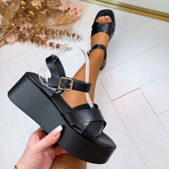 SARAH PLATEAU SANDAAL OM6615 BLACK