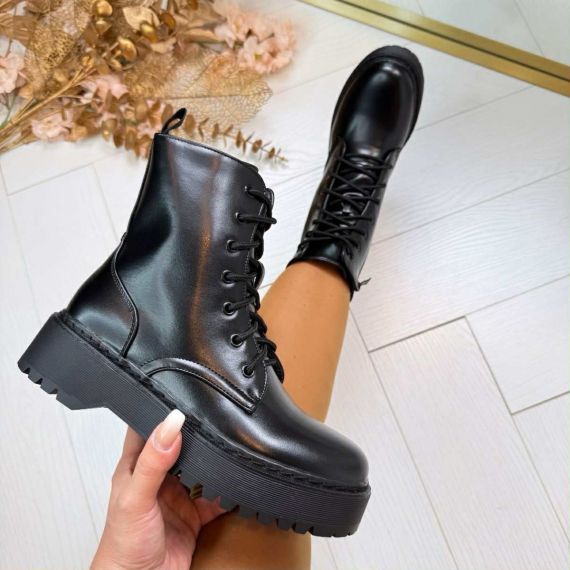 BASIC LEATHER LOOK BOOT CLS-270 BLACK