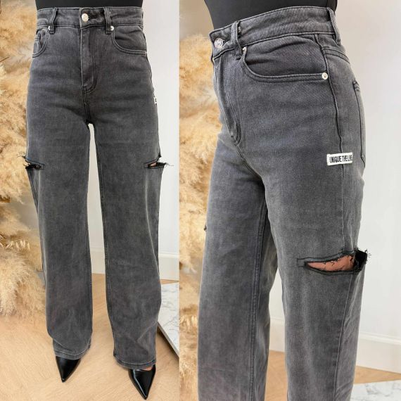 UNIQUE THE LABEL JUNE WIDE LEG JEANS MID GREY