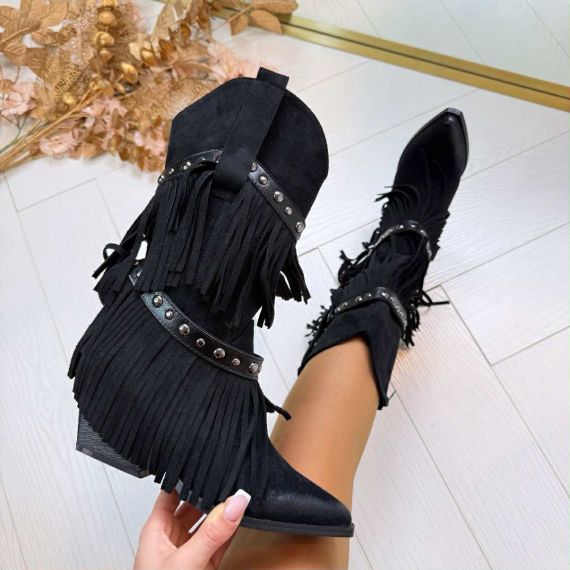 WESTERN FRINGE BOOT Y2372 BLACK
