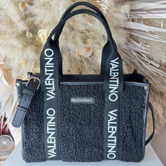 VALENTINO BAGS SPECIAL CAMY TEDDY SHOPPING BAG VBS7L301 NERO