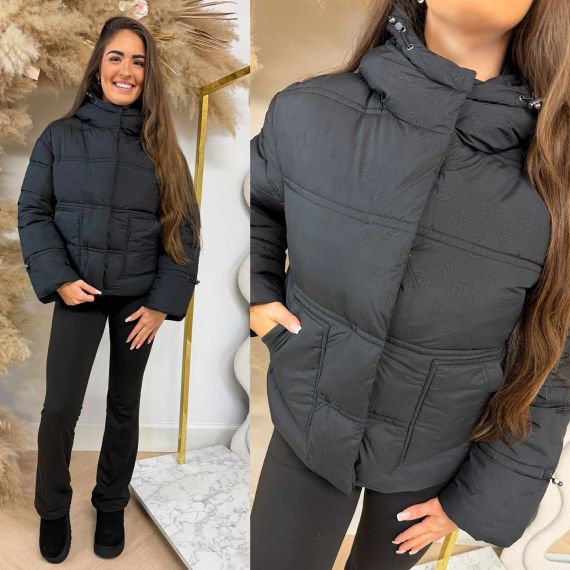 GUESS DAISY CROPT LOGO JACKET W5BL43W2902 JBLK