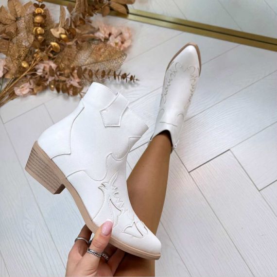 *SALE* SARA COWBOY BOOT DES668-*1* WHITE/PU