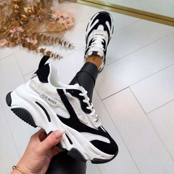STEVE MADDEN POSSESSION SNEAKER 4652 ICE WHT BLK