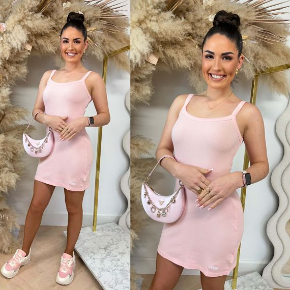 GUESS STELLA RIB SHORT DRESS V6GK11K3181 G67B LIGHT ROSE