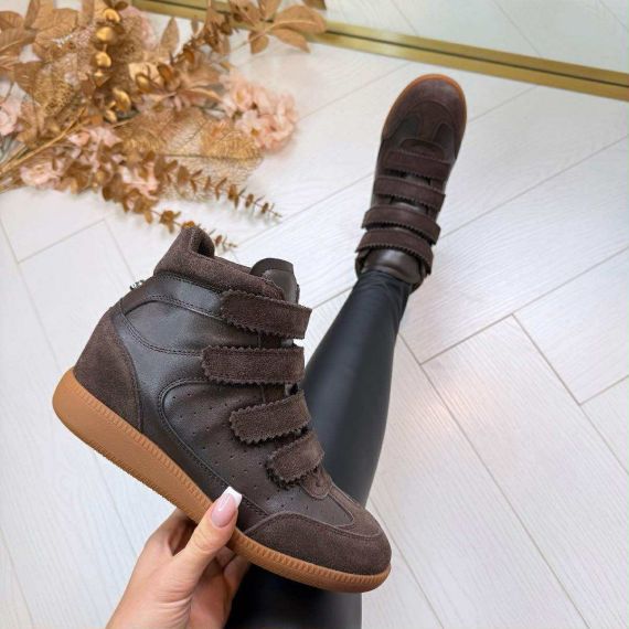 STEVE MADDEN MUSTANG WEDGE SNEAKER 7205W1 BROWN/SUEDE