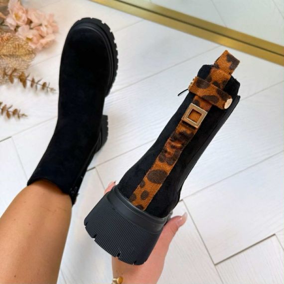 *SALE* LEOPARD STRIPE BOOT 0-651 BLACK