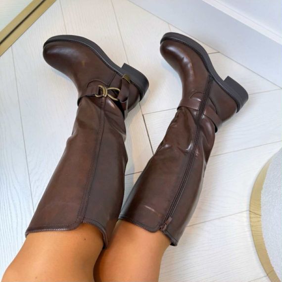 BIBI LEATHER LOOK LAARS DES8078 BROWN/PU