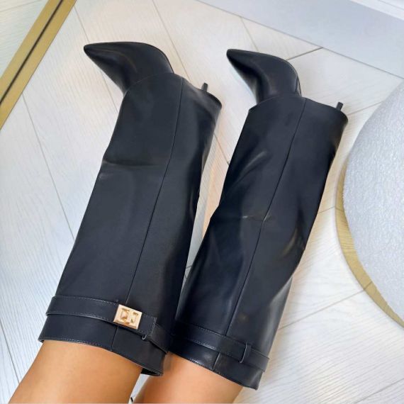 MISSY LEATHER LOOK LAARS DES8080 BLACK/PU