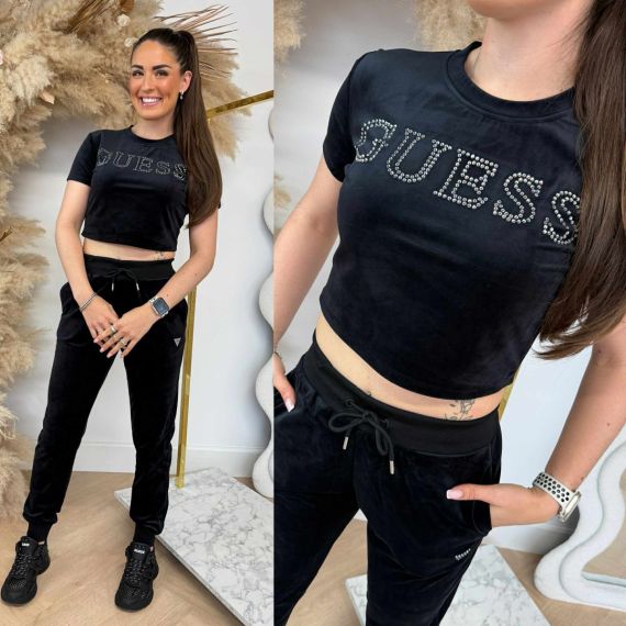 GUESS COUTURE CROP TEE V3BI01K0232 JBLK/ V3BI01KBXI2 BLACK
