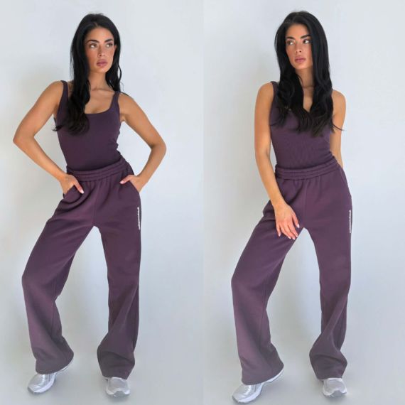 UNIQUE THE LABEL IMANI WIDE LEG JOGGER DEEP BERRY