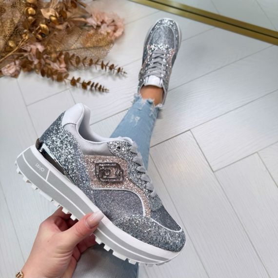 LIU JO MAXI WONDER GLITTER 73 SNEAKER BA5015 TX007 SILVER