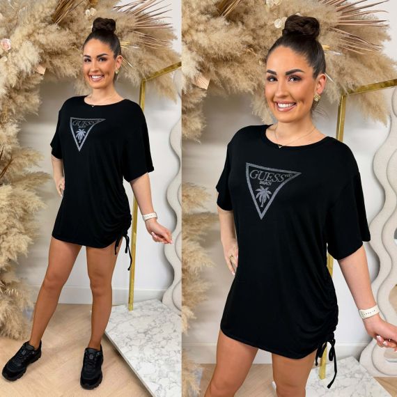 GUESS BEACH TRIANGLE OVERSIZED TEE E4GI00K68D2 JBLK