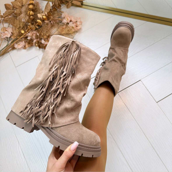 LOVY FRINGE BOOT RQ-541 KHAKI