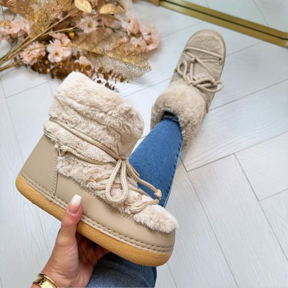 FAUX FUR SNOWBOOT 8139 KHAKI *WEB ONLY*