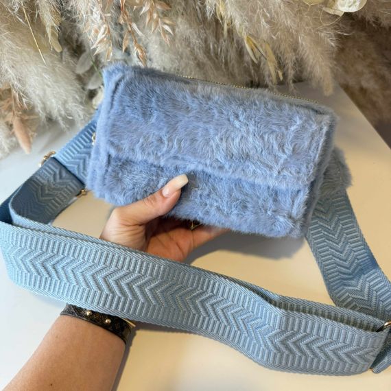 FAKE FUR WALLET BAG Q3215 BLUE