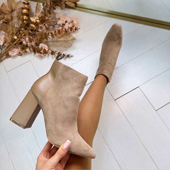 SUEDINE LEATHER LOOK HEEL MVP-338 KHAKI