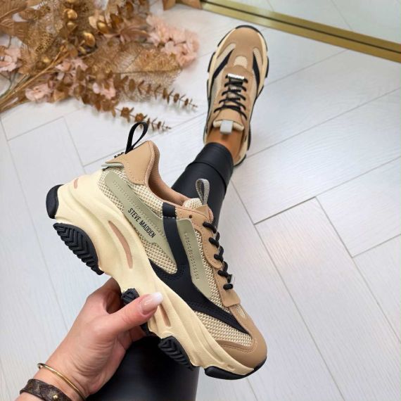 STEVE MADDEN POSSESSION-E SNEAKER 0033 KHAKI/BLACK