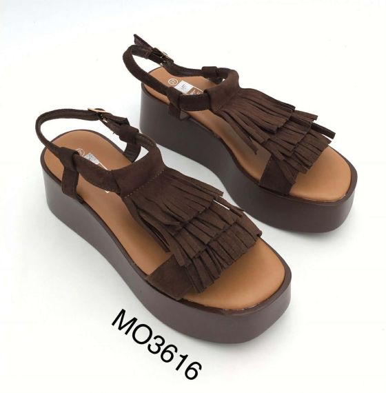 FRINGE PLATEAU SANDAAL MO3616 BROWN