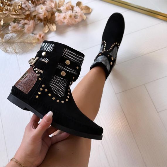 BOHEMIAN STUDS BOOT 7069-A117 BLACK/SU *WEB ONLY*