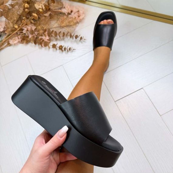 JENNA PLATEAU SLIPPER OM6613 BLACK