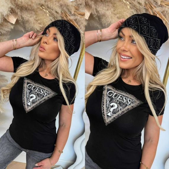 GUESS NORA 4G RHINESTONES BEANIE W5BZ20Z2NQ2 BLACK