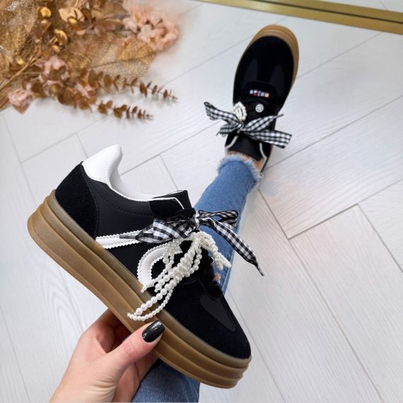 *SALE* CUTE BOW SNEAKER C-3033 BLACK *WEBONLY*
