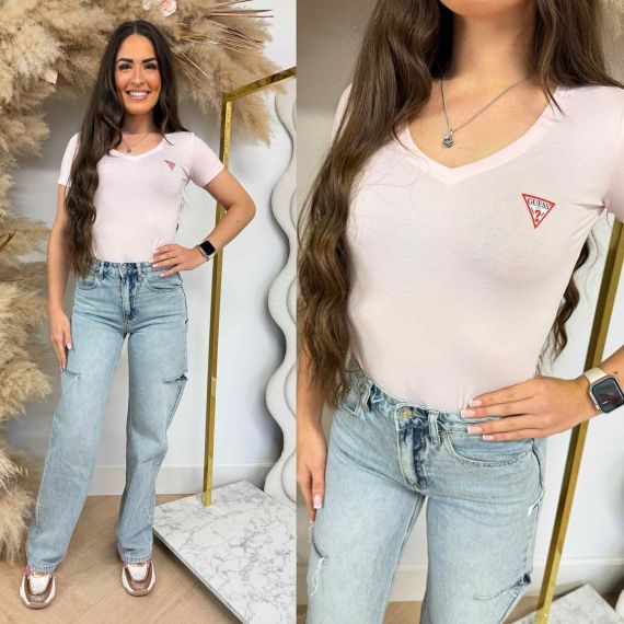 GUESS MINI TRIANGLE *V HALS* TEE W2YI45J1314 A627 ROZE