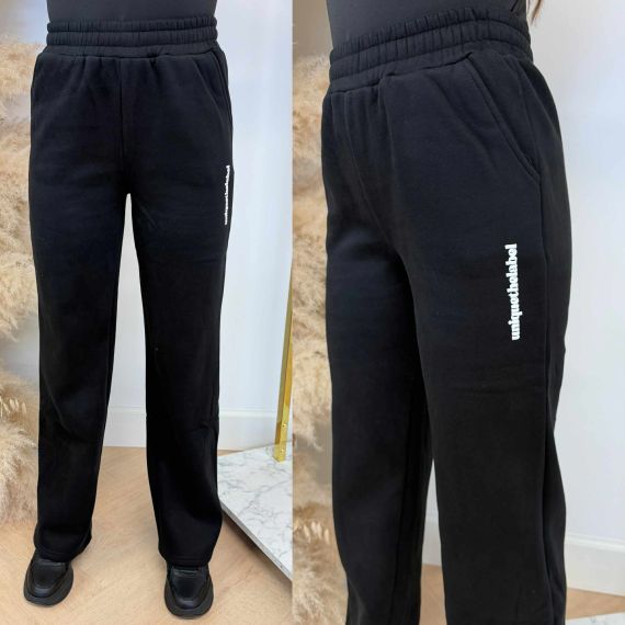 UNIQUE THE LABEL IMANI WIDE LEG JOGGER DEEP BLACK