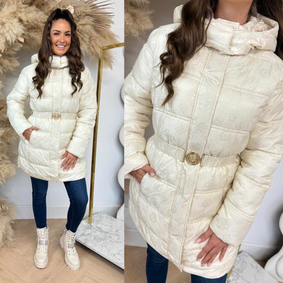 GUESS IMMA LOGO MIDI PUFFERJACKET W5BL44W2912 G1F7 OFFWHITE