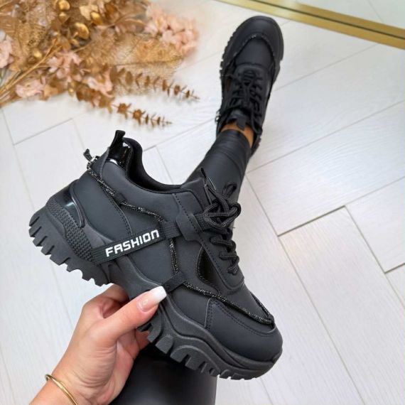 FASHION GLITTER SNEAKER JD-7 BLACK